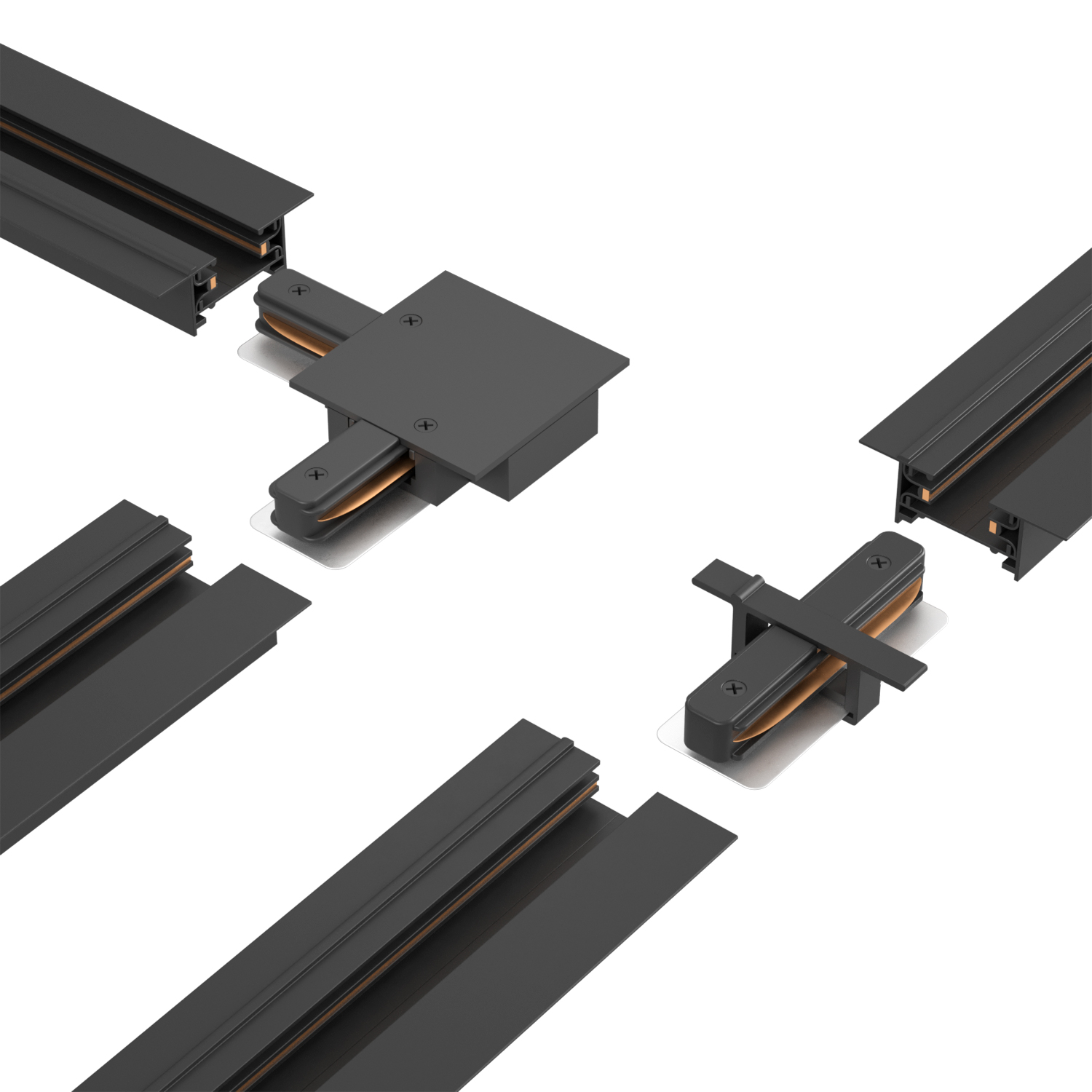 Шинопровод встраиваемый однофазный с питанием и заглушкой crystal lux clt 0.121 01 l2000 bl